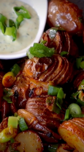 A close up of some food with sauce